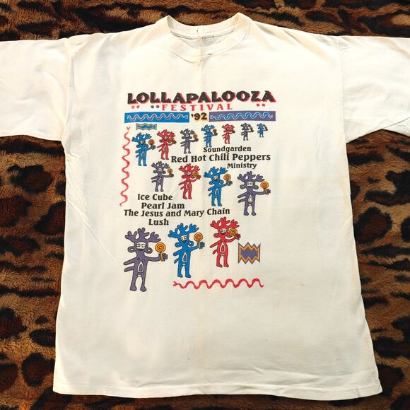 LOLLAPALOOZA 1992 (Red Hot Chili Peppers) RARE Vintage Concert Tee - Size L/XL